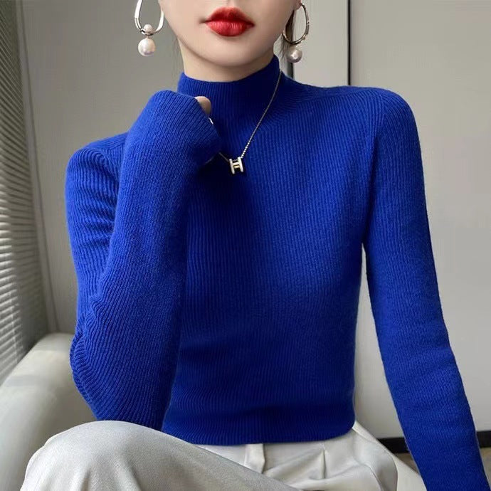 Sophie Knitted Women’s Jumper with Mock Turtleneck-Deep Blue-S-State of Style