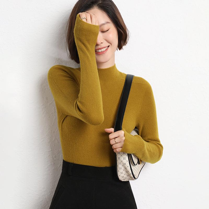 Sophie Knitted Women’s Jumper with Mock Turtleneck-Mustard Yellow-S-State of Style