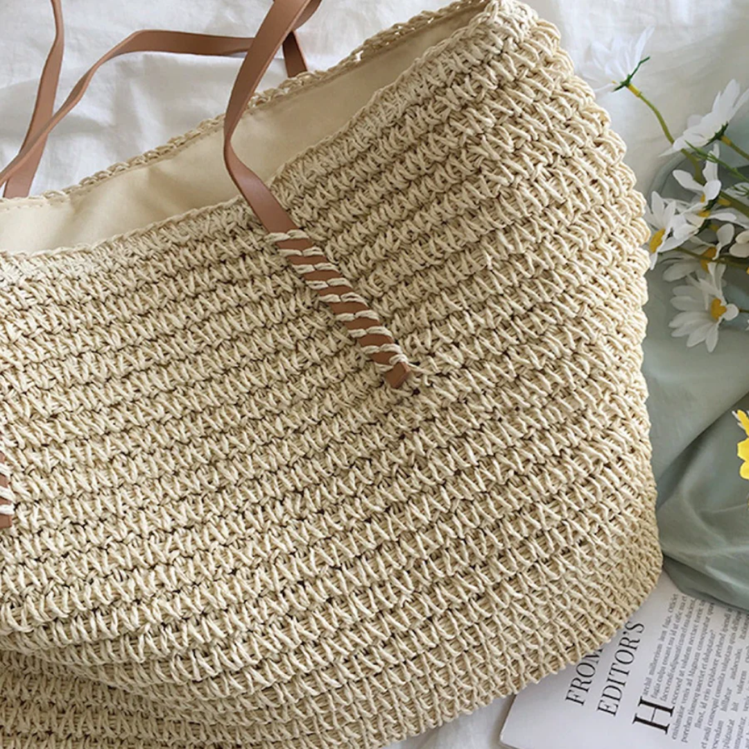 Spacious Handbag with Sturdy Shoulder Strap - TerraWoven-Brown-State of Style