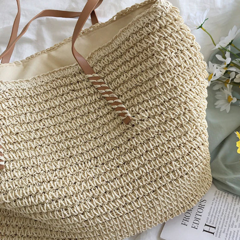 Spacious Handbag with Sturdy Shoulder Strap - TerraWoven-Brown-State of Style