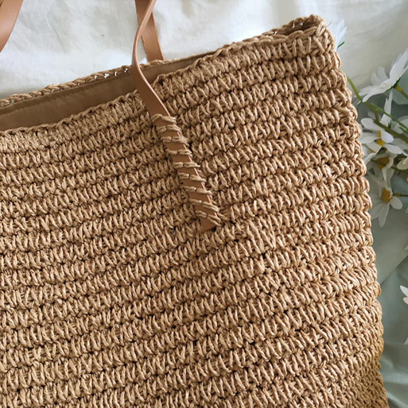 Spacious Handbag with Sturdy Shoulder Strap - TerraWoven-Brown-State of Style