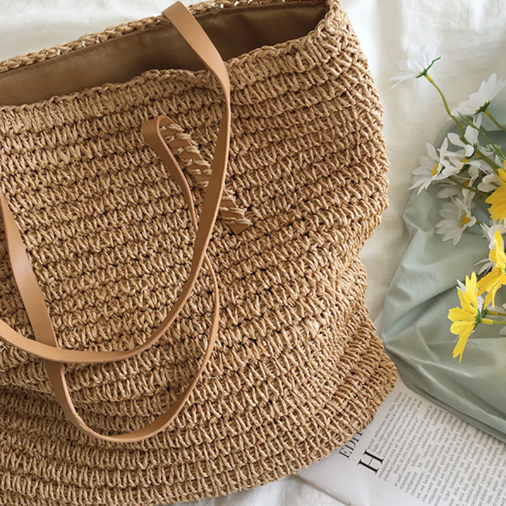 Spacious Handbag with Sturdy Shoulder Strap - TerraWoven-Brown-State of Style