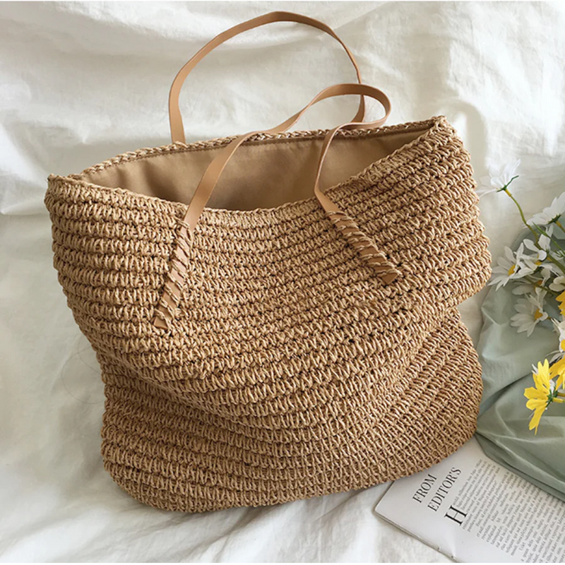 Spacious Handbag with Sturdy Shoulder Strap - TerraWoven-Brown-State of Style
