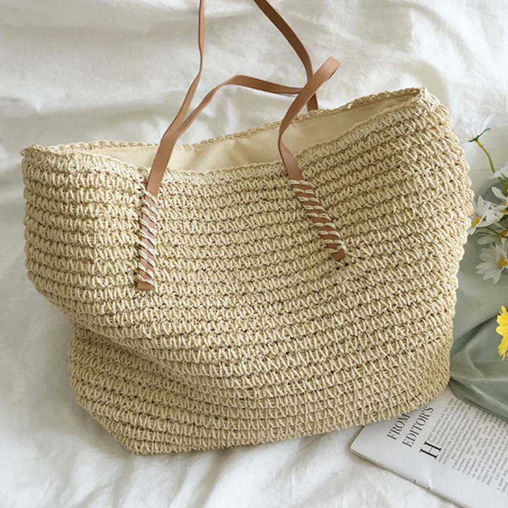 Spacious Handbag with Sturdy Shoulder Strap - TerraWoven-White-State of Style