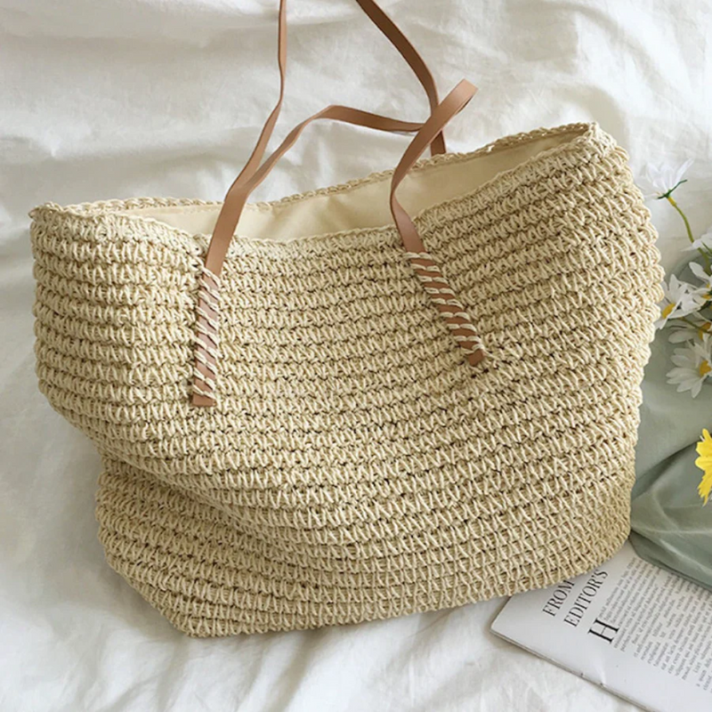 Spacious Handbag with Sturdy Shoulder Strap - TerraWoven-White-State of Style