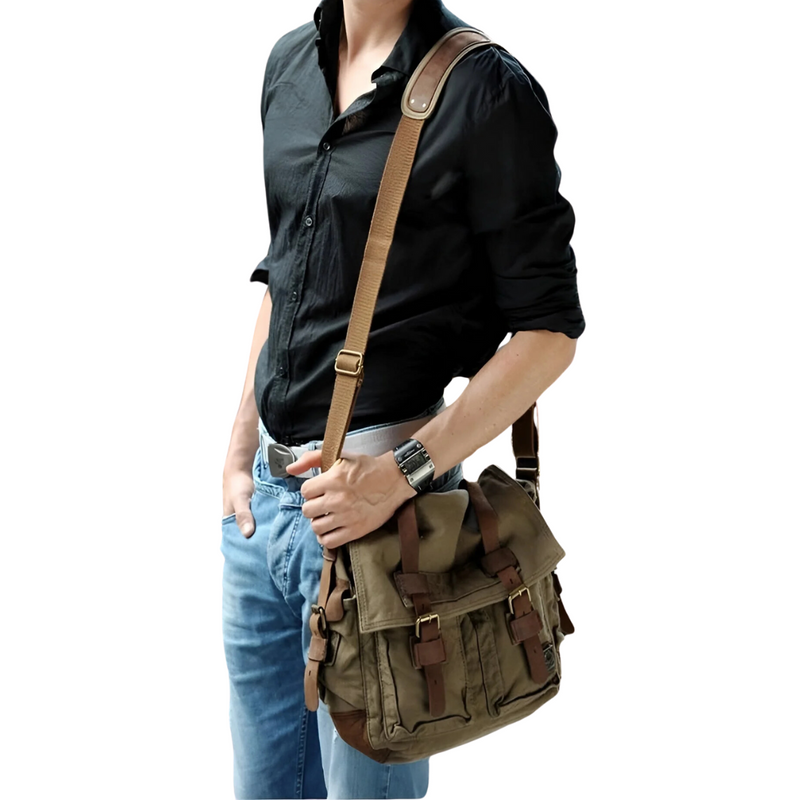 Spacious Men's Canvas Crossbody - UrbanTrail-State of Style