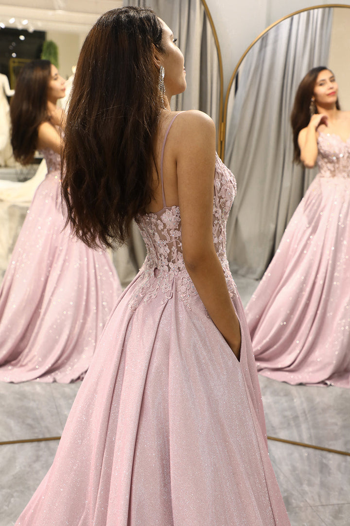 Sparkling Blush A-Line Ball Gown - Clara-Blush Pink-S-State of Style