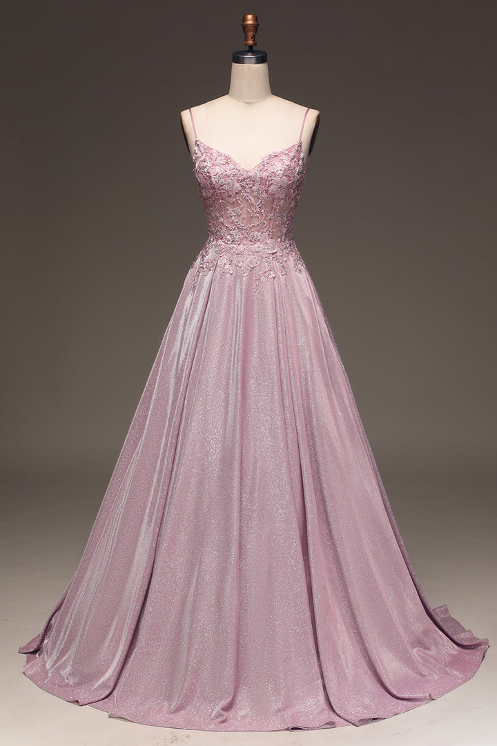 Sparkling Blush A-Line Ball Gown - Clara-Blush Pink-S-State of Style