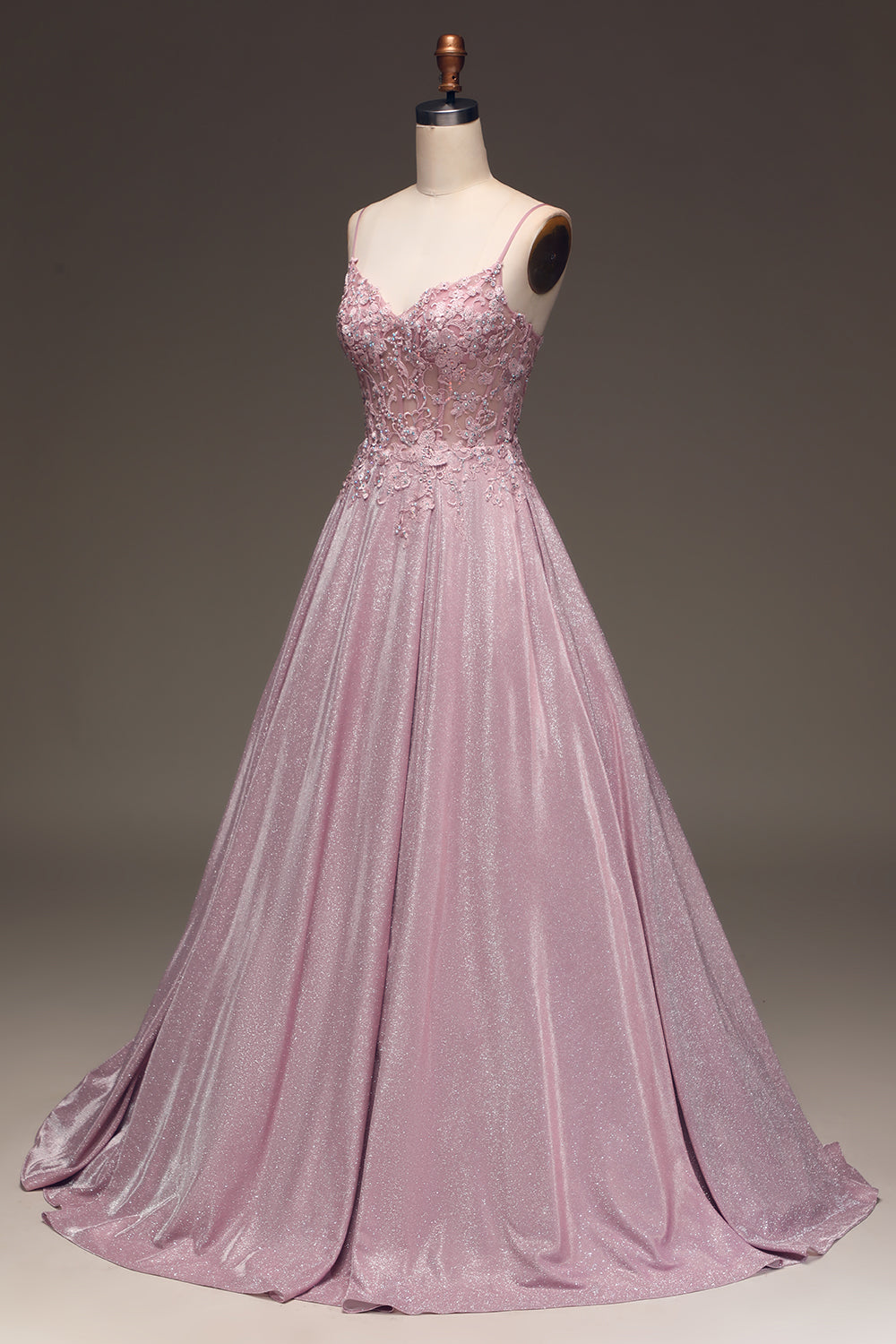 Sparkling Blush A-Line Ball Gown - Clara-Blush Pink-S-State of Style
