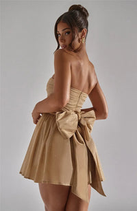 Sparkling mini dress for special occasions – Alina-Khaki-S-State of Style