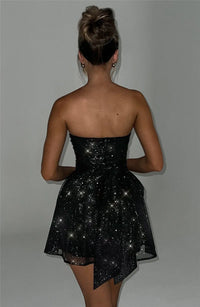 Sparkling mini dress for special occasions – Alina-Khaki-S-State of Style