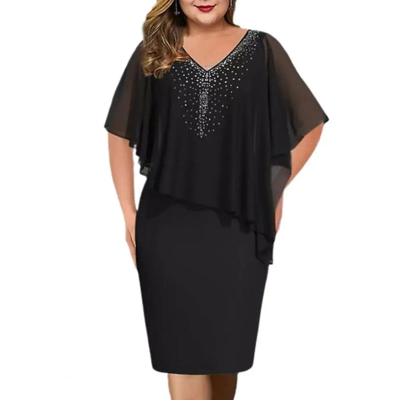 Sparkling Plus-Size Summer Soirée Dress-Black-2XL-State of Style