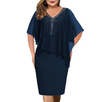 Sparkling Plus-Size Summer Soirée Dress-Navy Blue-2XL-State of Style