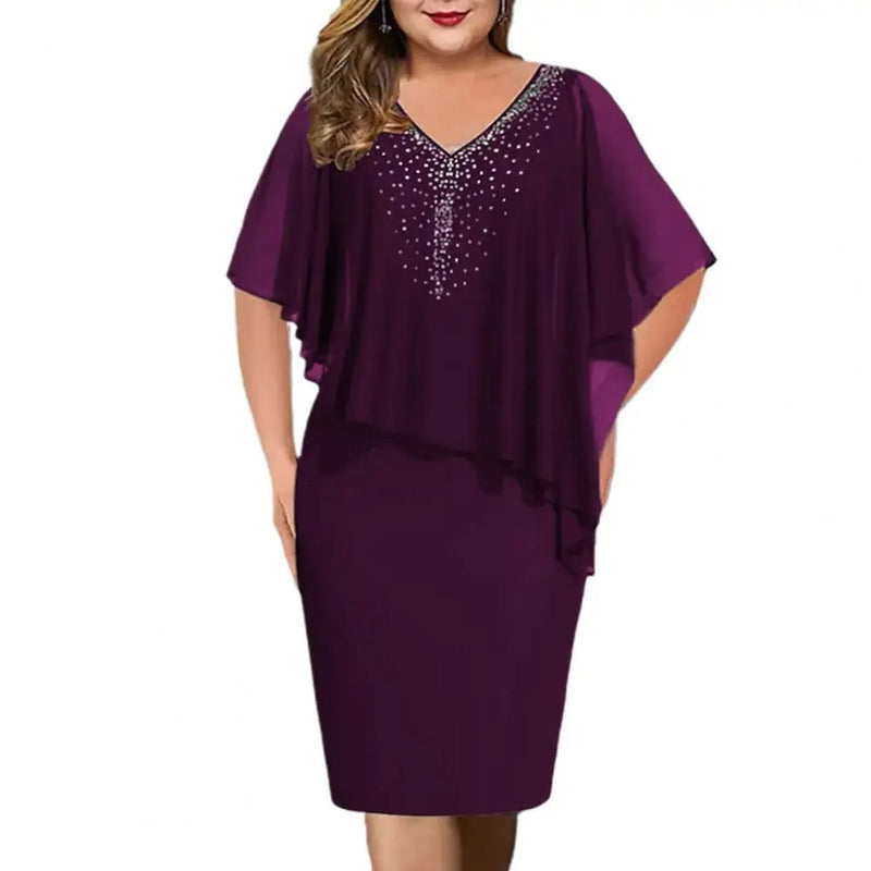 Sparkling Plus-Size Summer Soirée Dress-Purple-2XL-State of Style