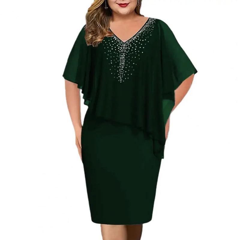 Sparkling Plus-Size Summer Soirée Dress-Teal Green-2XL-State of Style