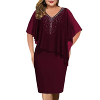 Sparkling Plus-Size Summer Soirée Dress-Wine Red-2XL-State of Style