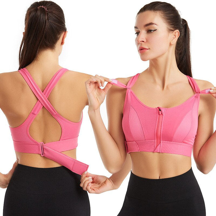 Sports bra with zip & back support – buy 1, get 1 free – Livia-Pink-S-State of Style