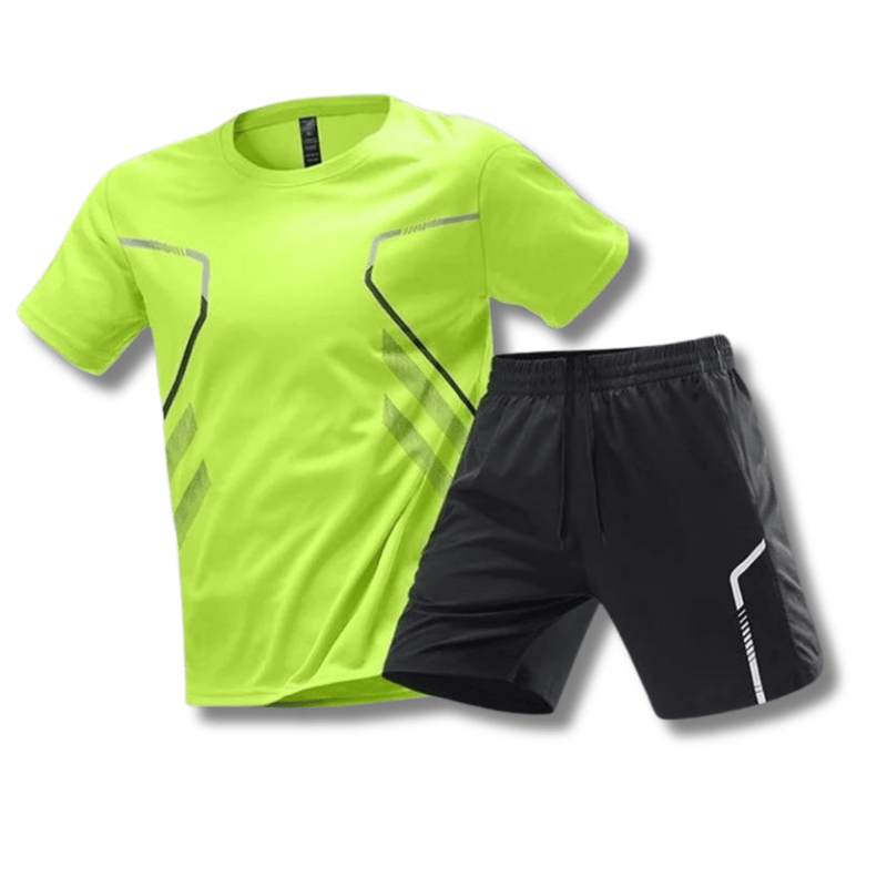 Sports outfit for men – T-shirt and shorts for training & leisure-Neon yellow-M-State of Style