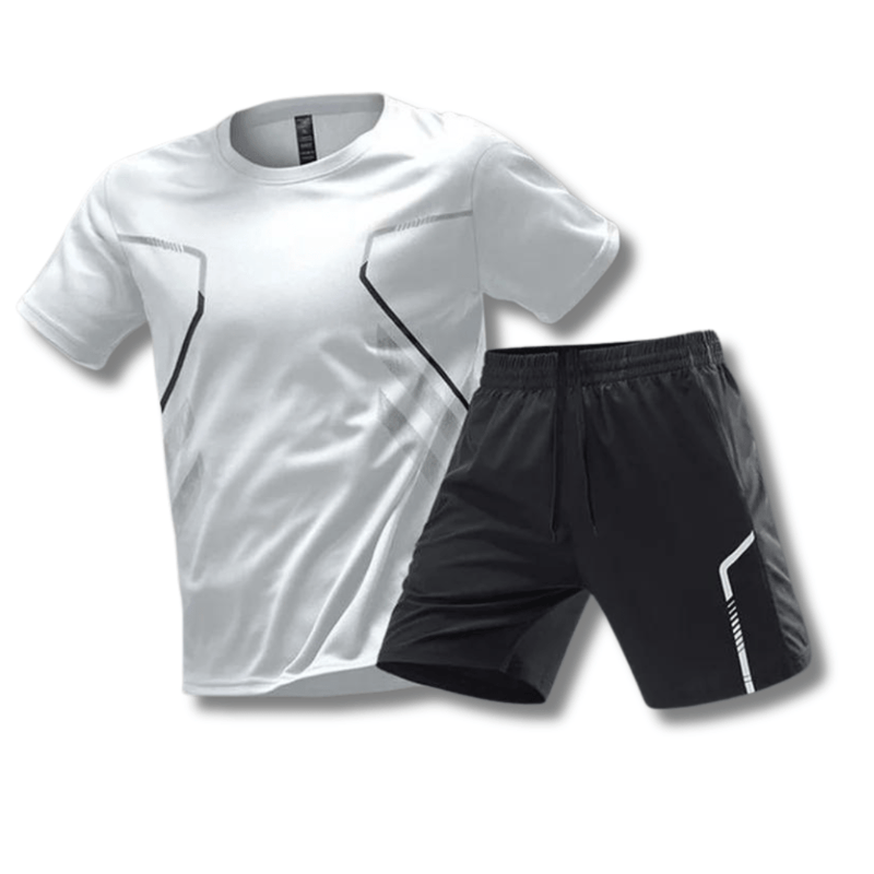 Sports outfit for men – T-shirt and shorts for training & leisure-White-M-State of Style