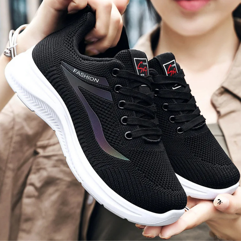 Sporty Orthopedic Women's Walking Shoes - FitWalk-5-Black-State of Style
