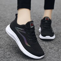 Sporty Orthopedic Women's Walking Shoes - FitWalk-5-Black-State of Style
