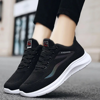 Sporty Orthopedic Women's Walking Shoes - FitWalk-5-Black-State of Style
