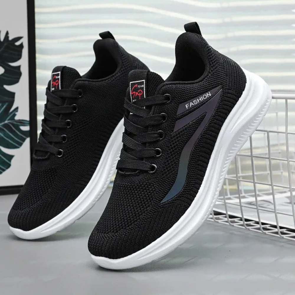 Sporty Orthopedic Women's Walking Shoes - FitWalk-5-Black-State of Style