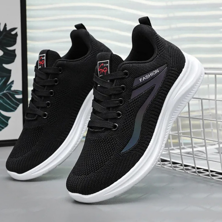Sporty Orthopedic Women's Walking Shoes - FitWalk-5-Black-State of Style