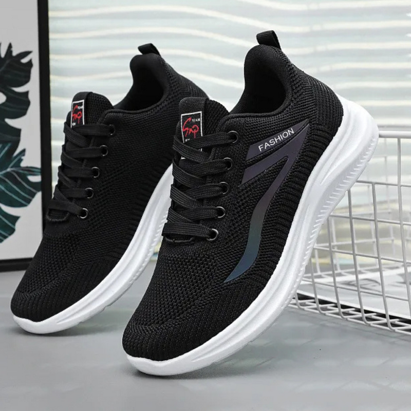 Sporty Orthopedic Women's Walking Shoes - FitWalk-5-Black-State of Style