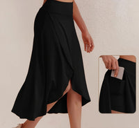 Sporty women's skirt with a high waistband & asymmetric cut – Alexia-Black-S-State of Style