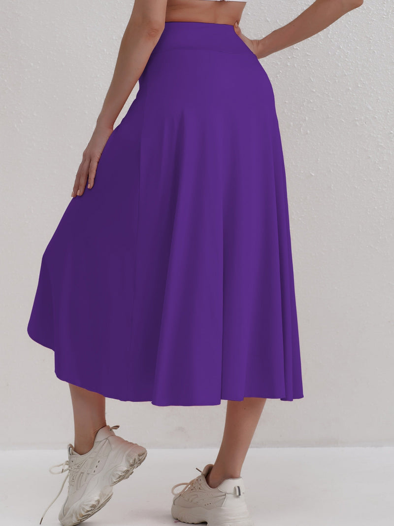 Sporty women's skirt with a high waistband & asymmetric cut – Alexia-Coral-S-State of Style