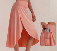 Sporty women's skirt with a high waistband & asymmetric cut – Alexia-Coral-S-State of Style