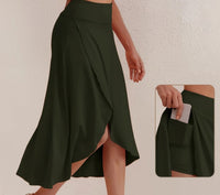 Sporty women's skirt with a high waistband & asymmetric cut – Alexia-Coral-S-State of Style