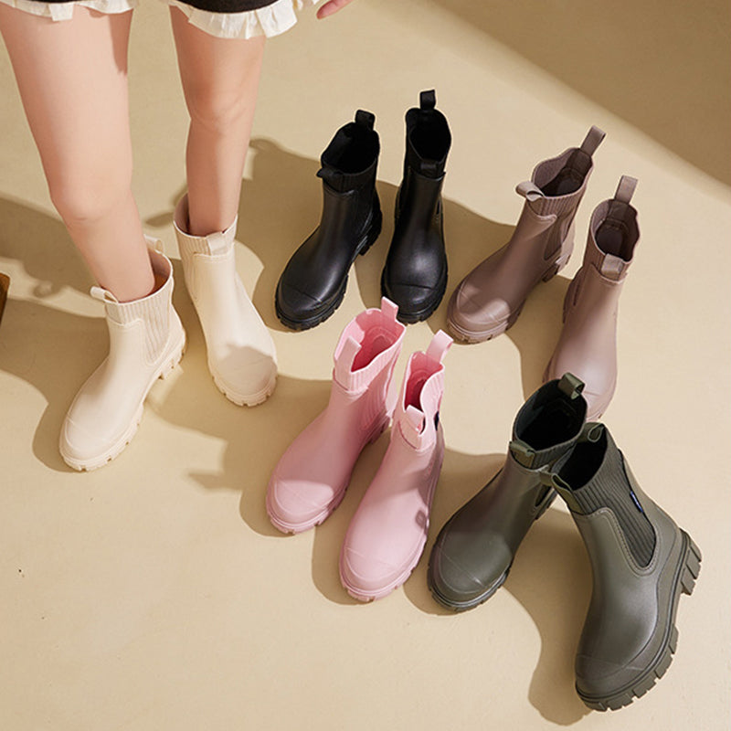 Women's waterproof rain boots with a thick tread sole – Arvella