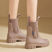Women's waterproof rain boots with a thick tread sole – Arvella
