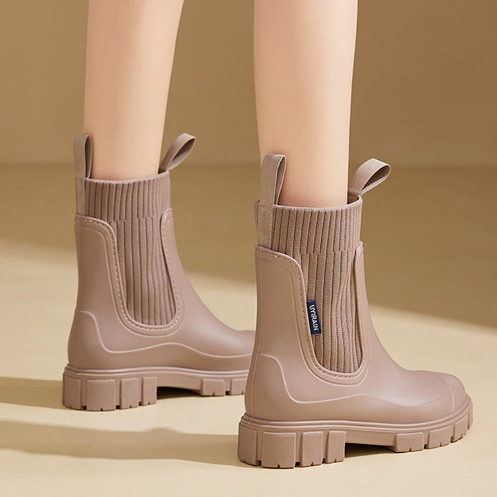 Women's waterproof rain boots with a thick tread sole – Arvella