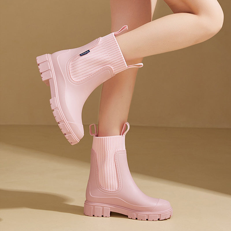 Women's waterproof rain boots with a thick tread sole – Arvella
