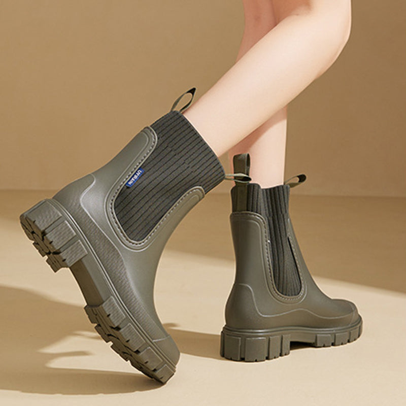 Women's waterproof rain boots with a thick tread sole – Arvella