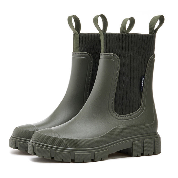 Women's waterproof rain boots with a thick tread sole – Arvella