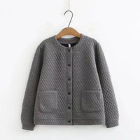 Spring Plus Size Checkered Knit Jacket-Grey-XL-State of Style