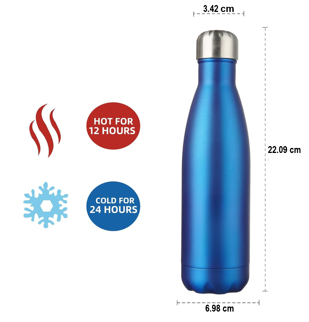 Stainless Steel Insulated Bottle – Leakproof & Travel-Friendly Water Bottle-Blue-350 ml-State of Style