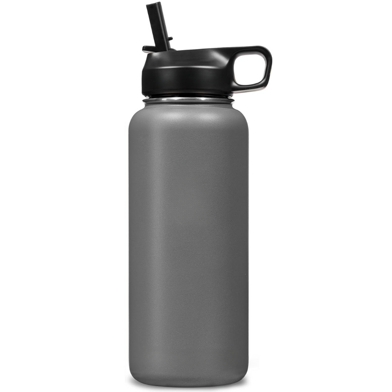 Stainless Steel Insulated Water Bottle with Straw - For Cold & Hot Drinks-Grey-950 ml-State of Style