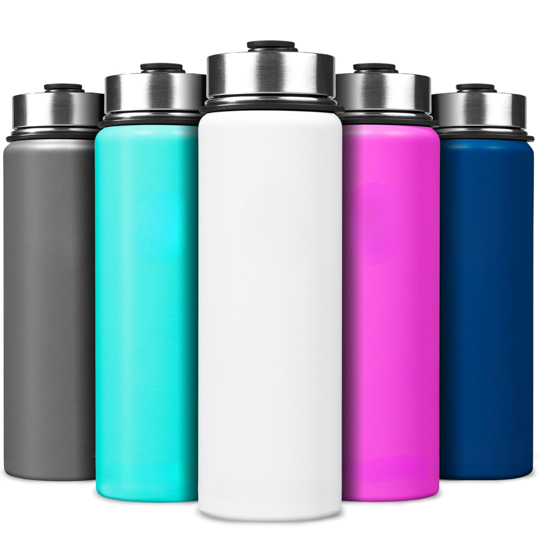 Stainless Steel Insulated Water Bottle with Straw - For Cold & Hot Drinks-White-700 ml-State of Style