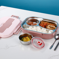 Stainless Steel Thermo Lunchbox - SteelLunch-Yellow-3 Compartments with Soup Bowls-State of Style