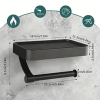 Stalux Toilet Roll Holder with Shelf-Black-State of Style