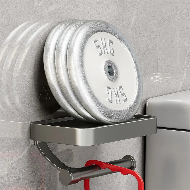 Stalux Toilet Roll Holder with Shelf-Black-State of Style