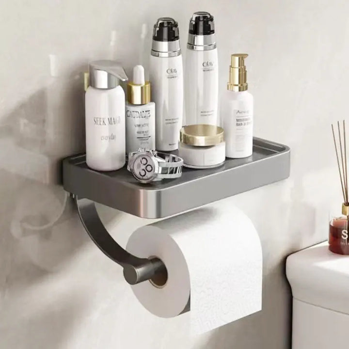 Stalux Toilet Roll Holder with Shelf-Black-State of Style