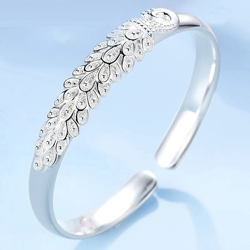 Sterling Silver Peacock Charm Bracelet-State of Style
