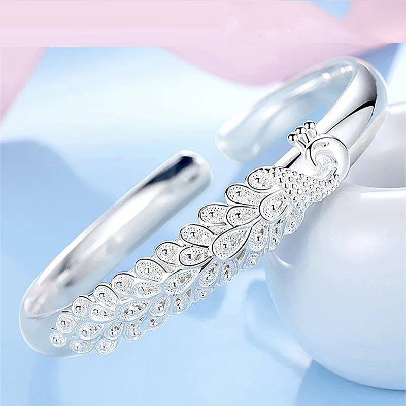 Sterling Silver Peacock Charm Bracelet-State of Style