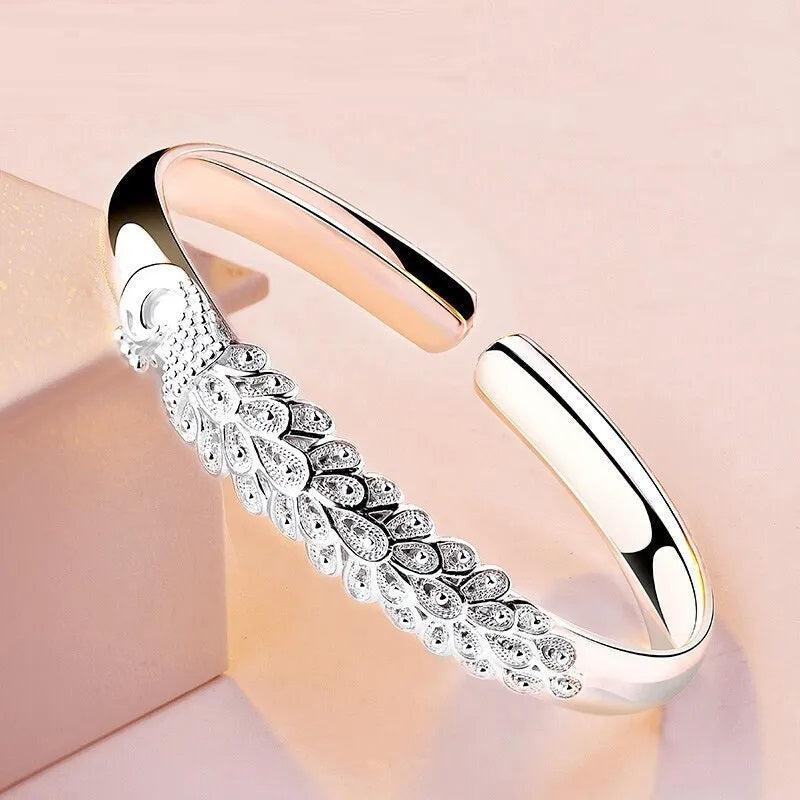 Sterling Silver Peacock Charm Bracelet-State of Style
